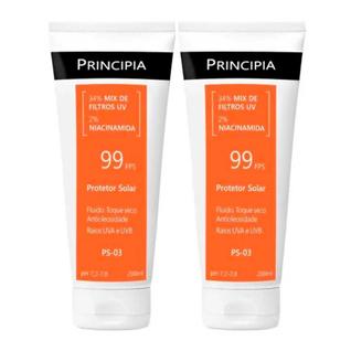 Kit 2 Protetor Solar Principia FPS 99 Toque Fluido e Toque Seco PS 03 com 200ml