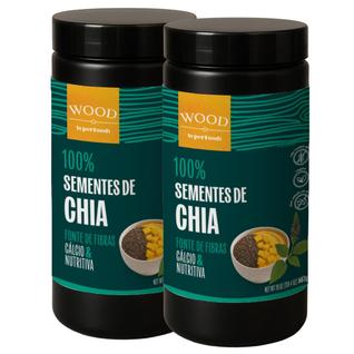 Kit 2 Semente de Chia 100% Pura Premium 567g Wood Superfoods