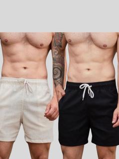 Kit 2 Shorts masculino linho com cordão casual elegante casual