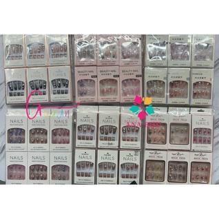 KIT 24/48/72 Unhas C/Cola Postiça Decorada Glitter Bailarina Quadrada Amendoada Francesinh