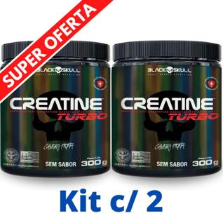 Kit 2X Creatina Monohidratada Creatine Turbo Black Skull 300g - Energia - Força - Ganho de