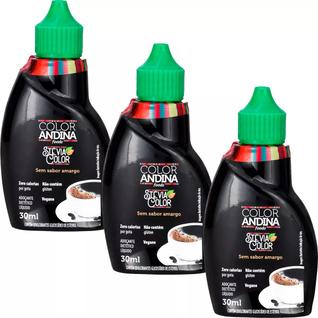 Kit 3 Adoçante Stevia Líquido 100% Natural Color Andina Food 30mL sem sabor amargo sem glú