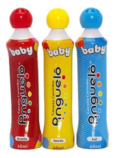 Kit 3 Canetas Carimbo Pinguelo Baby 40ml -  Cores Primárias