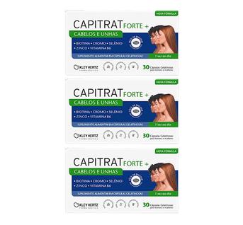 Kit 3 Capitrat Cabelos e Unhas 30 Capsulas Nutrição Capilar