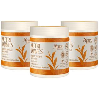 Kit 3 Creme De Pentear Apse Apice Nutri Waves Condicionante Capilar Curvaturas Vegano 500g