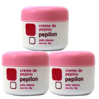 Kit 3 Creme Facial De Pepino Pele Oleosa 50G - Pepilon