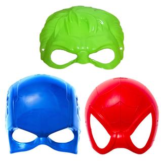 Kit 3 em 1 Super Heróis Máscara Infantil do Huk Teia Aranha e Capitão Américano