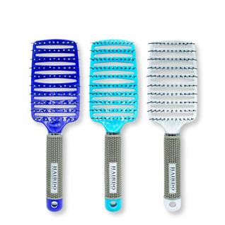 Kit 3 Escova Raquete Vazada Desembaraça Cabelos Profissional Penteados Todos os Tipos de C