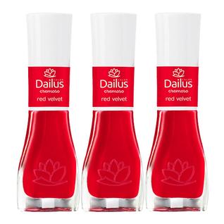 Kit 3 Esmalte Dailus Color Cor Red Velvet com 8ml