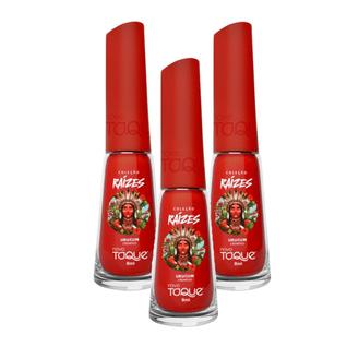 Kit 3 Esmalte Novo Toque Raízes Cremoso Cor Urucum 8ml