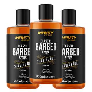 Kit 3 Gel Barbear Shaving Gel Infinity Looks Golden 500ml