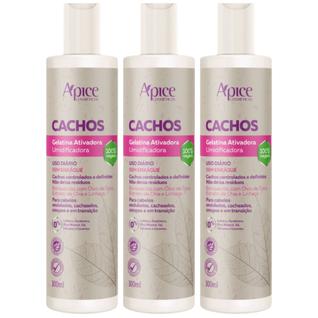 Kit 3 Gelatina Apse Apice Ativadora De Cachos Umidificadora Cabelos Cacheados Profissional