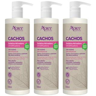 Kit 3 Gelatina Apse Apice Ativadora De Cachos Umidificadora Cabelos Cacheados Profissional