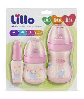 Kit 3 Mamadeira Lillo Evolution Primeiros Passos 50/150/240ml Bico de Silicone