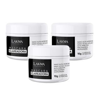 Kit 3 Máscara Clareadora Facial Antidade Esfoliante 10g Lakma