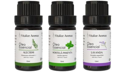 Kit 3 óleos essenciais lavanda alecrim hortelã-pimenta 100% puros e naturais