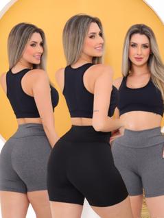 Kit 3 Peças Shorts Legging Feminino Curto Cintura Alta Academia Esportivo