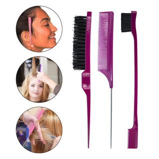 Kit 3 Pente Escova Baby Hair Finalização Cabelo Penteado Salão de Beleza Barbearia