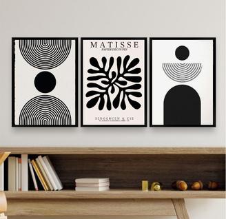 Kit 3 Quadros Minimalistas Abstratos Formas Geométricas 33x24cm