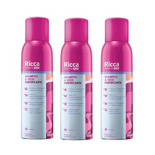 Kit 3 Shampoos a Seco Fortificante Reconstrução dos Fios Antioleosidade Ricca 150ml