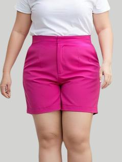 Kit 3 Shorts Feminino Plus Size em Alfaiataria Cintura Alta e Modelagem Confortável