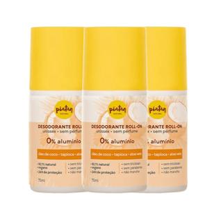 Kit 3 Unidades Desodorante Piatan  Natural, Vegano e Suave para a Pele