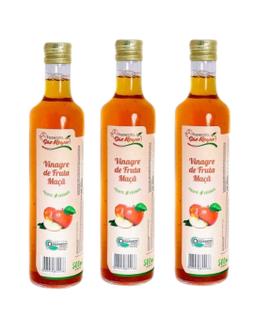 Kit 3 unidades Vinagre de Maçã Orgânico 100 Natural 4,2 Acidez  Fazenda São Roque  500ml