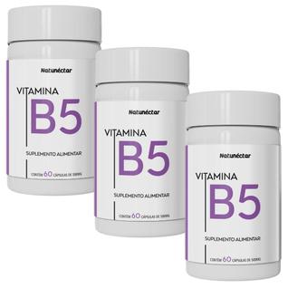 Kit 3 Vitamina B5 Ácido Pantotênico puro 180 Capsulas 500mg Original sem sabor zero lactos