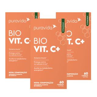 Kit 3 Vitamina C Lipossomal Puravida 1000mg e Óleo De Coco