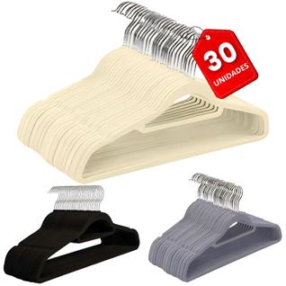 Kit 30un Cabide Veludo Adulto Ultrafino Com Gancho 360 Cromado 42cm
