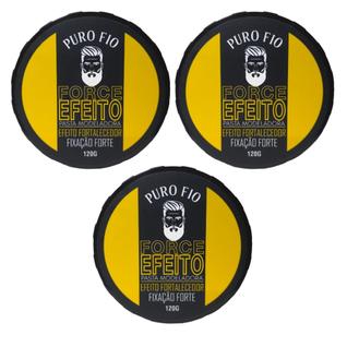 Kit 3x Cera Modeladora Masculina Puro Fio 120g Fixação Forte Pasta Modeladora