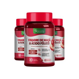 Kit 3x Gummy Vinagre De Maçã E Ácido Fólico Em Goma Denavita