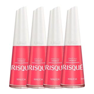 Kit 4 Esmalte Risqué Cor Malícia Hipoalergênico com 8ml