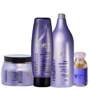 Kit 4 Peças Cabelos com Queda Fragilizado Quebradiço Danificado Pós Progressiva WF Vitafor