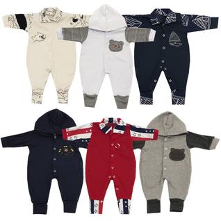 Kit 4 Peças Macacão Bordado Bebe Algodão Menino Menina