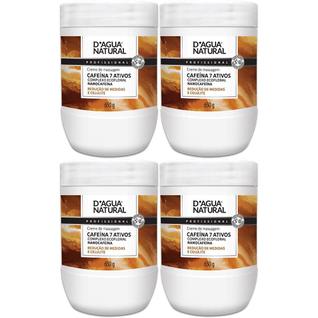 Kit 4 Potes Creme De Massagem Corporal Dagua Natural Cafeína 7 Ativos 650g Redução de Medi
