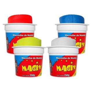 Kit 4 Potes Massa Massinha de Modelar Cores Primarias 150g