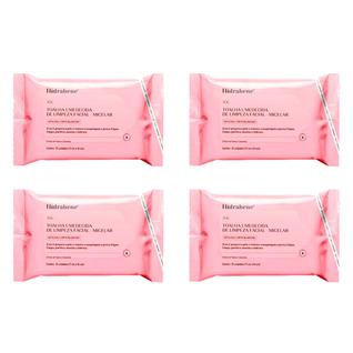 Kit 4 Toalhas Umedecidas Limpeza Facial Micelar 2 em 1 - 25un Cada - Hidrabene