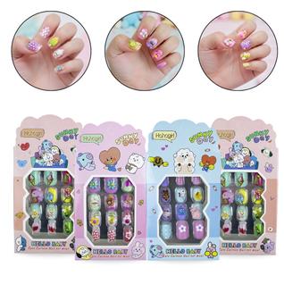 Kit 48 Unhas Postiças Infantis Com Relevo 3D Autocolante Infantil Menina Criança Unhas Dec