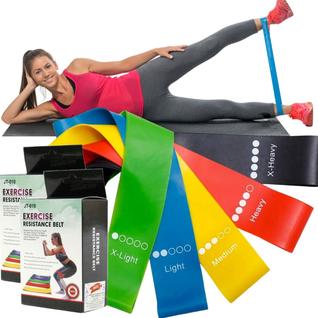 Kit 5 Faixa Elástica Miniband Diferentes Intensidades Treino Exercícios Yoga Fisioterapia 