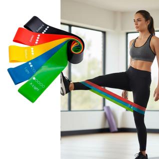 Kit 5 Mini Band Elástico Funcional Thera Band Faixas Elásticas Treino Academia Exercicios 