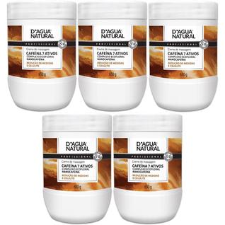 Kit 5 Potes Creme De Massagem Corporal Dagua Natural Cafeína 7 Ativos 650g Redução de Medi