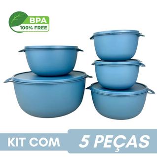 Kit 5 Potes Plastico Redondos Bowl Livre Bpa