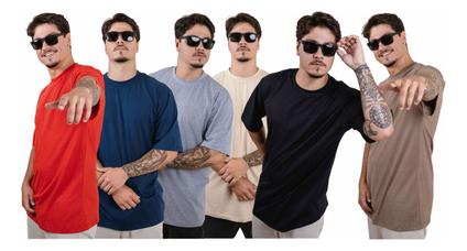Kit 6 Camiseta Streetwear Oversized Barra Reta Unissex Gola