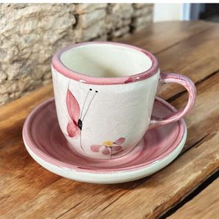 Kit 6 Xícaras de 50ml e 6 Pires Feitos Em Cerâmica Para Tomar Chá ou Café