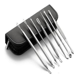 Kit 7 Curetas Remove Cravos Espinhas Aço Inoxidável Com Estojo