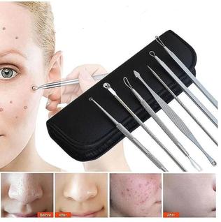 Kit 7 Curetas Remove Cravos Espinhas Aço Inoxidável Com Estojo