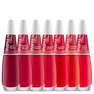 Kit 7 Esmaltes Coleção Cor da Moda Tons de Vermelho Impala