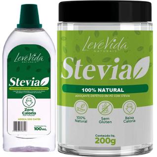 Kit Adoçante Stevia Natural Líquido 100ml e pó 150gr zero amargor