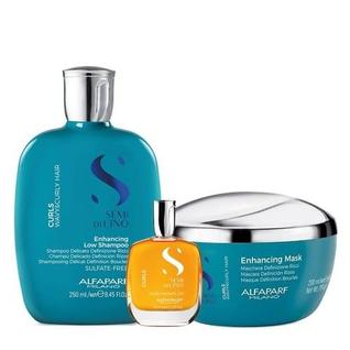 Kit Alfaparf Cachos Shampoo 250ml, Máscara 200ml Curls e Óleo Cristalli 50ml para Hidratar